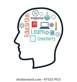 head human profile think icon vector illustration, EPS10