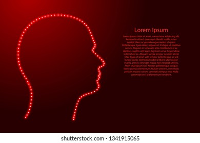 Head human silhouette abstract schematic from luminous red star space points on the contour for banner, poster, greeting card. Vector illustration.