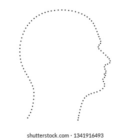 Head human silhouette abstract schematic from the black dots along the perimeter. Vector illustration.
