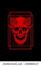 Head human skull and horn artwork illustration