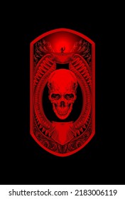 Head human skull with ornament temple artwork illustration