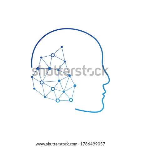 head human smart brain technology logo vector, Brain human icon vector, smart tech logo vector. Stock illustration