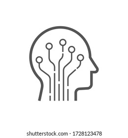 Head Human Smart Technology Logo Vector. Brain Human Artificial Logo Type, Icon Vector, Smart Tech Logo Vector. AI Concept Logo. EPS 10