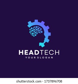 head human smart technology logo vector, Brain human Artificial logo type, icon vector, smart tech logo vector