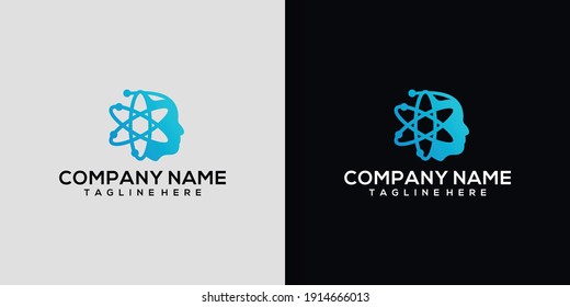 head human smart technology logo vector, Brain human Artificial logo type