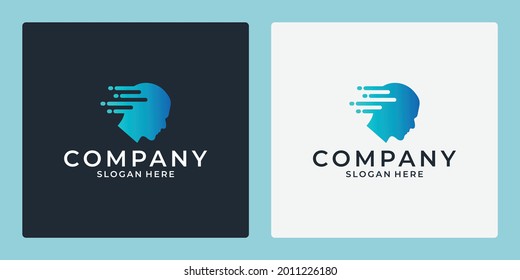 Head human smart technology logo vector, Brain human Artificial logo type, icon vector, smart tech logo vector