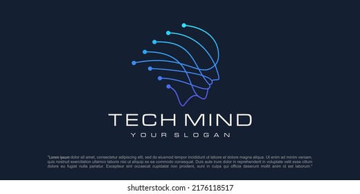 head human smart technology logo logo design template.