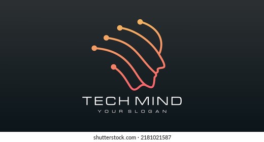 Head human smart technology logo design icon vector