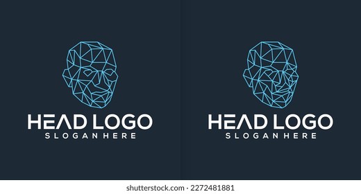 Cabecera tecnología inteligente humana logotipo colección vectorial, logotipos hechos por el cerebro humano, vector de icono, logotipo de tecnología inteligente vector