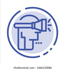 Head, Human, Technology, Virtual Reality Blue Dotted Line Line Icon. Vector Icon Template background