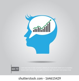 head human think graph stock concept  in speech vector icon