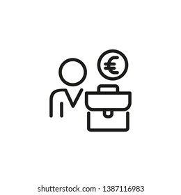 Head hunter line icon. Person, briefcase and money. Human resource concept. Vector illustration can be used for topics like recruitment agent, manager, HR