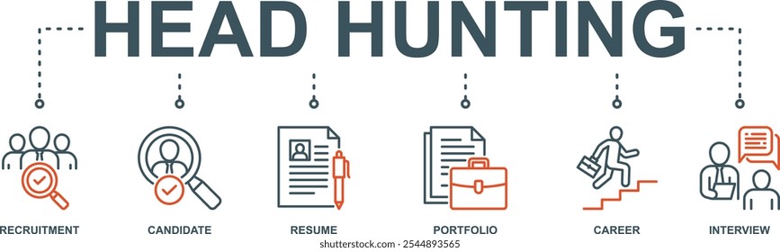 Head hunting banner web icon vector illustration concept with an icon