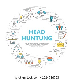 Head Hunting Flat Design. Vector Illustration Background