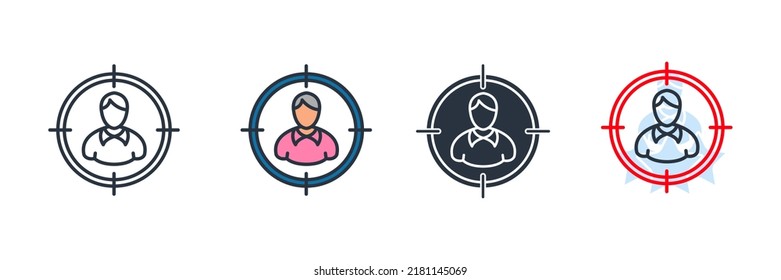 head hunting icon logo vector illustration. target people symbol template for graphic and web design collection