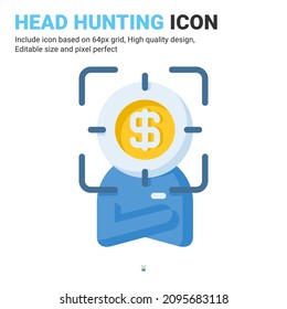 Head hunting icon vector with flat color style isolated on white background. Vector illustration recruitment sign symbol icon concept for business, finance, industry, company, web, apps and project