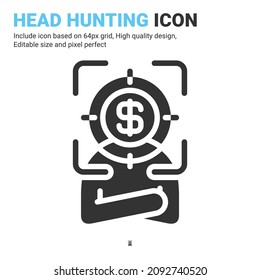 Head hunting icon vector with glyph style isolated on white background. Vector illustration recruitment sign symbol icon concept for business, finance, industry, company, web, apps and project