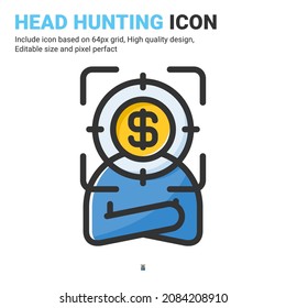 Head hunting icon vector with outline color style isolated on white background. Vector illustration recruitment sign symbol icon concept for business, finance, industry, company, web, apps and project