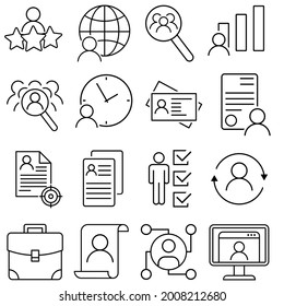 Head hunting icon vector set. HR illustration sign collection. job search symbol or logo.