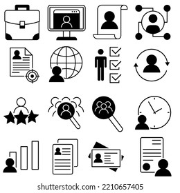 Juego de vectores de icono de caza de cabezales. colección de signos de ilustración HR. símbolo o logotipo de búsqueda de empleo.