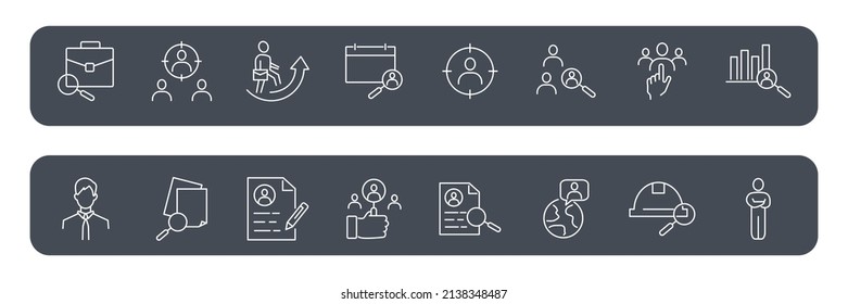 Head hunting icons set . Head hunting pack symbol vector elements for infographic web