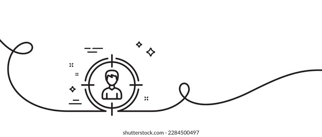 Head hunting line icon. Continuous one line with curl. Business target or Employment sign. Headhunting single outline ribbon. Loop curve pattern. Vector