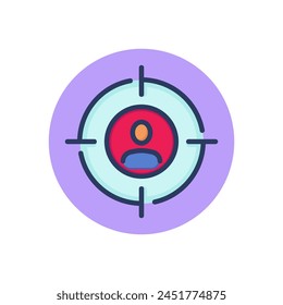 Head hunting line icon. Man in focus, target audience outline sign. Accuracy, staff recruitment, selection concept. Vector illustration symbol element for web design and apps