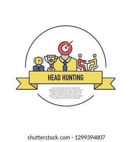 HEAD HUNTING LINE ICON SET