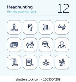 Head hunting line icon set. Candidate, interview, CV. Human resource concept. Can be used for topics like recruitment, job, career