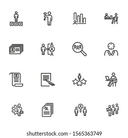 Head hunting line icon set. Candidate, interview, CV. Human resource concept. Can be used for topics like recruitment, job, career