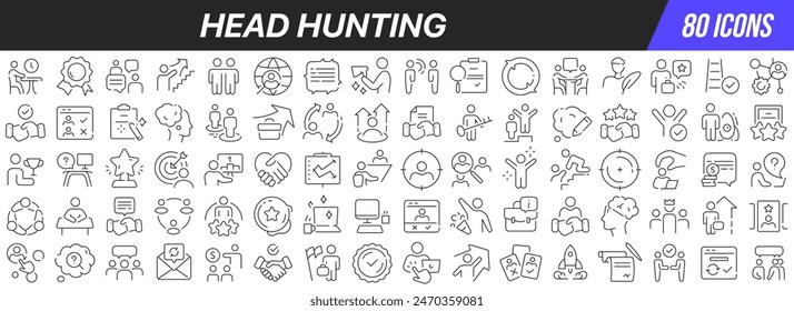 Head hunting line icons collection. Big UI icon set in a flat design. Thin outline icons pack. Vector illustration EPS10