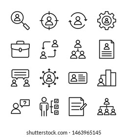 Head hunting line icons set vector illustration