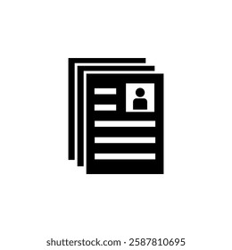 Head hunting, Resume, Portfolio Search Solid Flat Vector Icon Isolated on White Background.