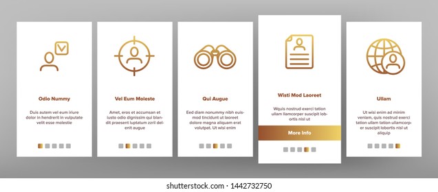 Head Hunting Service Linear Vector Onboarding Mobile App Page Screen. Head Hunting, Recruitment, Employment Building Successful Career. Hiring Process Collection. HR Management Illustrations