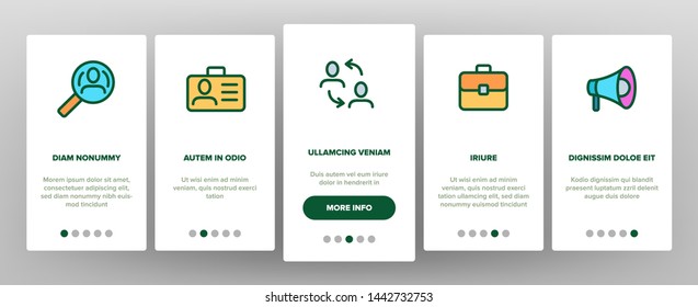 Head Hunting Service Linear Vector Onboarding Mobile App Page Screen. Head Hunting, Recruitment, Employment Building Successful Career. Hiring Process Collection. HR Management Illustrations