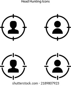 Head hunting vector icons isolated on white background. Business target or Employment sign. Human resource and recruitment for business.