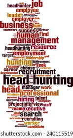 Head hunting word cloud concept. Vector illustration