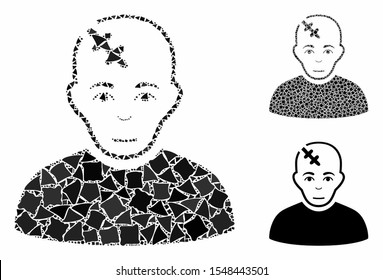 Head hurt mosaic of joggly items in different sizes and color tinges, based on head hurt icon. Vector humpy items are combined into collage. Head hurt icons collage with dotted pattern.