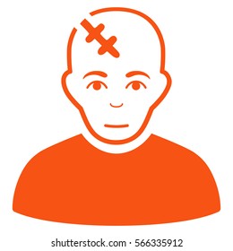 Head Hurt vector icon. Flat orange symbol. Pictogram is isolated on a white background. Designed for web and software interfaces.