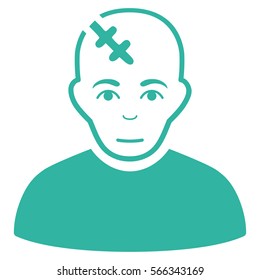 Head Hurt vector icon. Flat cyan symbol. Pictogram is isolated on a white background. Designed for web and software interfaces.