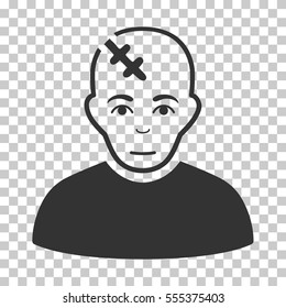 Head Hurt vector pictogram. Illustration style is flat iconic gray symbol on a chess transparent background.