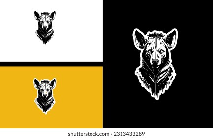 head hyena vector illustration line art design