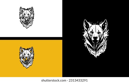 head hyena vector illustration line art design