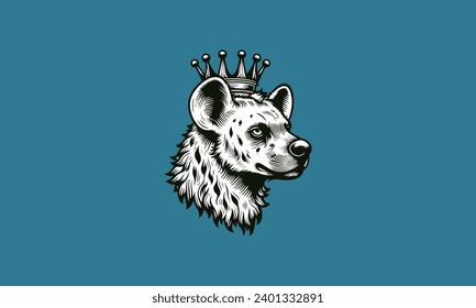 head hyena wearing crown vector outline design