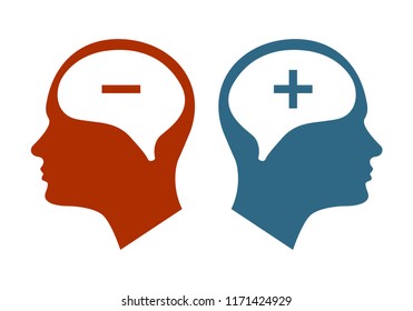 Head icon for bipolar disorder flat design. Vector illustration