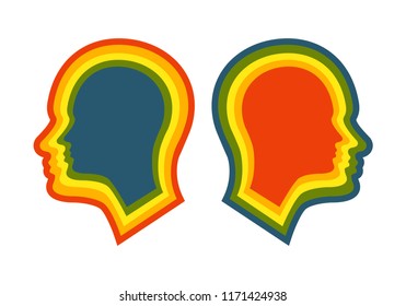 Head icon for bipolar disorder flat design. Vector illustration