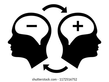 Head icon for bipolar disorder flat design. Vector illustration