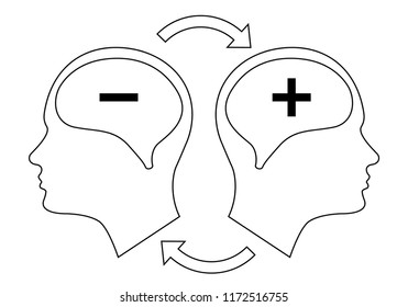 Head icon for bipolar disorder flat design. Vector illustration