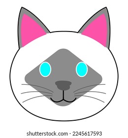 Un icono de cabeza de gato birmano con fondo blanco