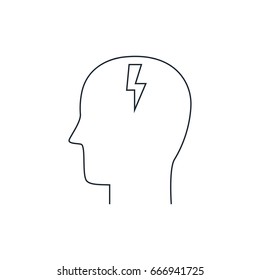 Head icon of brainstorming , thin line style, flat design. Modern vector pictogram concept